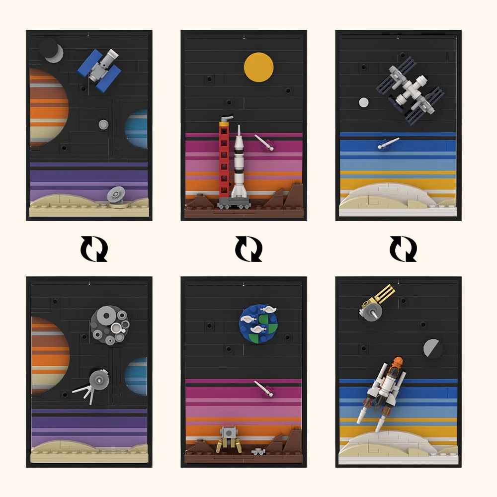Diy Electronics Art - MOC Space Story Ansichtkaart Model Bouwstenen
