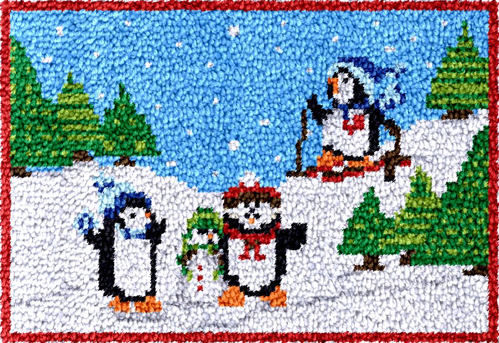 Diy Electronics Art - pinguïns Klinkhaak Tapijt Kits met bedrukt
